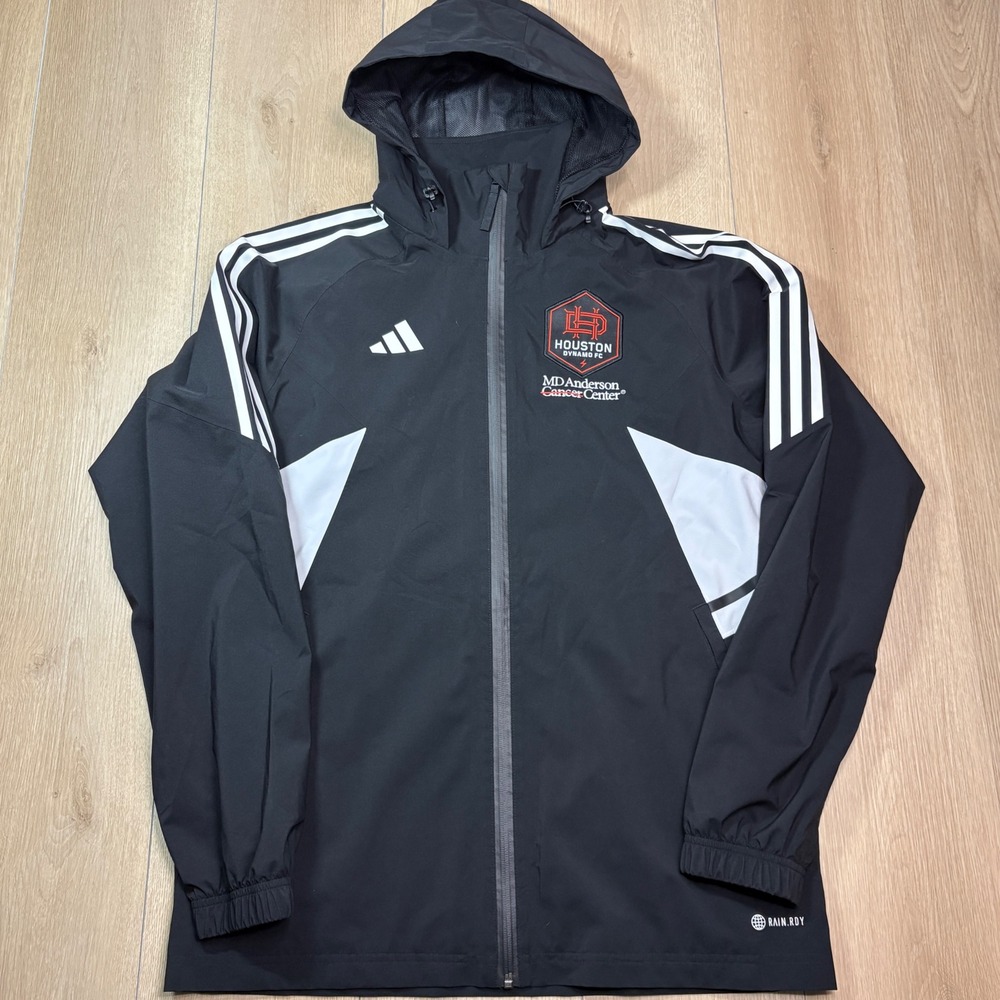 Adidas Houston Dynamo FC TEAM ISSUE Rain Jacket Medium Black Soccer MLS Player